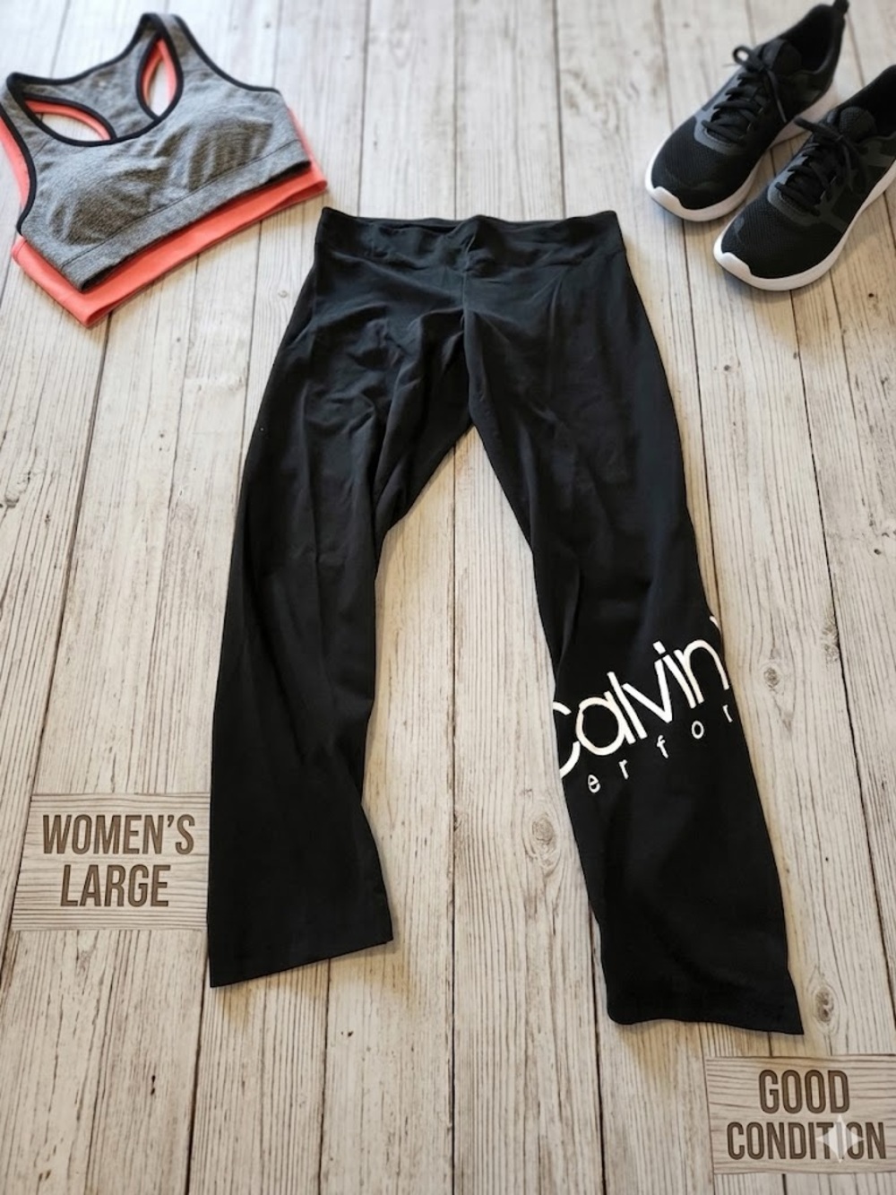 Calvin Klein Black Leggings with White Logo